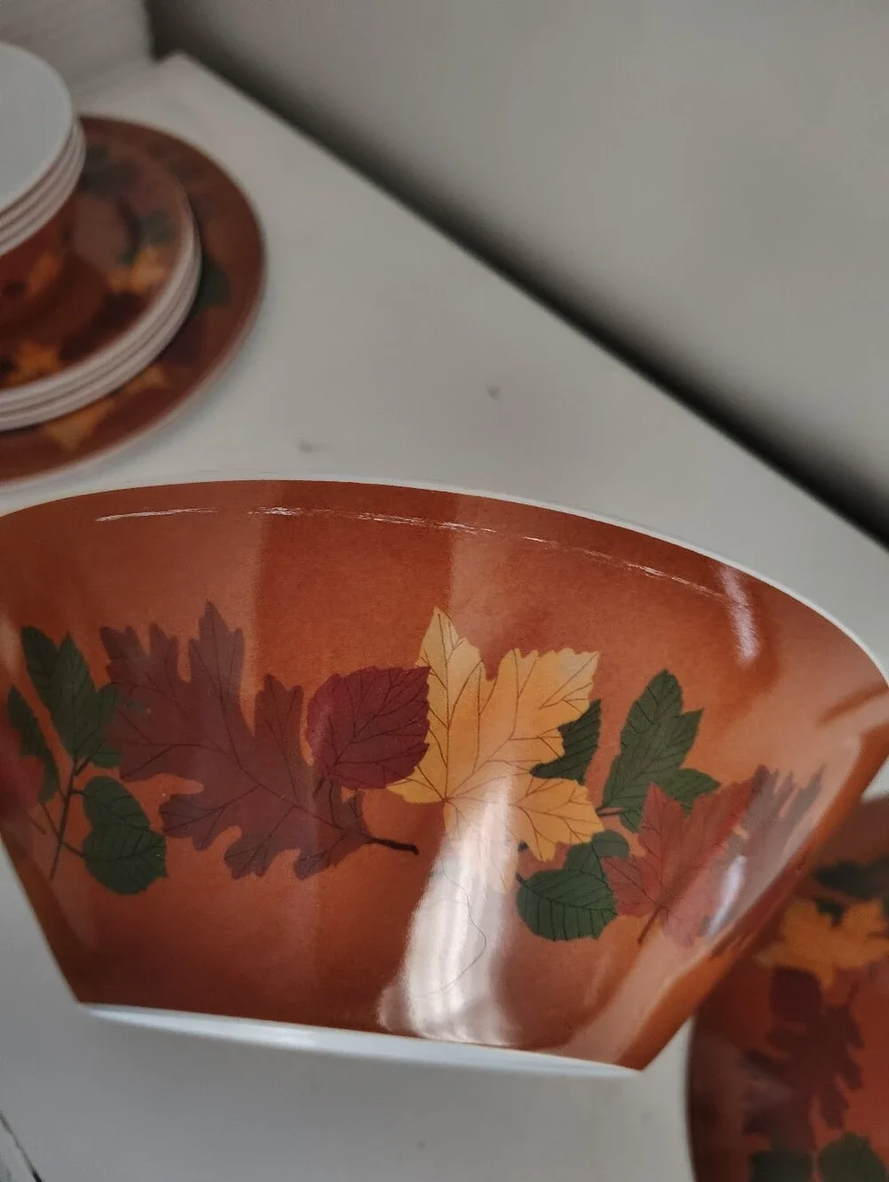 Essex Melamine Fall Autumn Leaves Serving Platter 2 Bowls 3 Pc Set